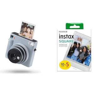 instax Fujifilm SQUARE SQ1 Glacier Blue, instant SQUARE camera & instax Fujifilm SQUARE film 50-pak (5X10)