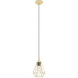 EGLO Hanglamp Tarbes, 1-lichts pendellamp, eettafellamp van metaal in mat messing, lamp hangend voor woonkamer, E27 fitting, Ø 17,5 cm