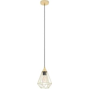 EGLO Hanglamp Tarbes, 1-lichts pendellamp, eettafellamp van metaal in mat messing, lamp hangend voor woonkamer, E27 fitting, Ø 17,5 cm