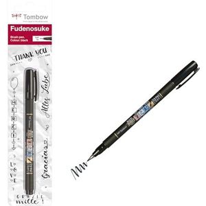 Tombow WS-BS Brush Pen Fudenosuke, zachte punt, schrijfkleur zwart, 1 stuk (1 stuk)