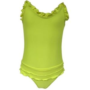 HAUTE PRESSION Eendelig badpak voor meisjes, effen, neon X9001, C01, T6A, Geel, 6-8 Jaren