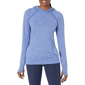 Amazon Essentials Women's Geborstelde Tech Stretch Popover capuchontrui (verkrijgbaar in grote maten), Blauw Ruimteverf, S
