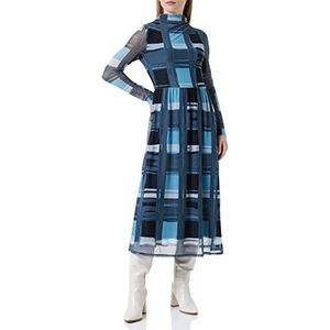 s.Oliver BLACK LABEL Mesh jurk voor dames met allover-patroon, blauw, 46