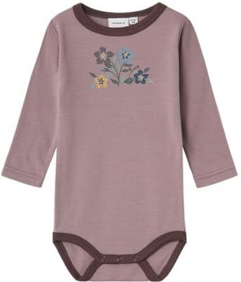NAME IT - Nbfwillow Wool Ls Body - Lila - Rompertje - Lange Mouwen - 56 cm