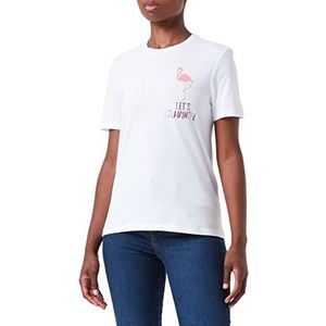 ONLY Onlikita Reg S/S Flamingle Top Box JRS T-shirt voor dames, helder wit/opdruk: flamingo-borst, M