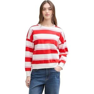 TOM TAILOR Denim Sweatshirt voor dames, 37179 - Wit Rood Roze Streep, XL