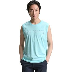 TOM TAILOR Tanktop voor heren met logo-print, 34921 - Caribbean Turquoise, M
