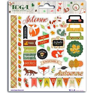 Toga stf103 Honing & Kaneel Pack van 76 stickers Papier 15 x 17,5 x 0,2 cm oranje/beige/groen/rood