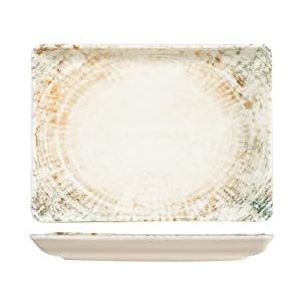 H&H Eris Rechteckiger Teller aus Porzellan, 17 x 23 cm, modernes Design, elegant, zum Servieren von Speisen, Beige