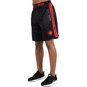 Gorilla Wear - Atlanta shorts - zwart/rood - bodybuilding sport dagelijks leven vrije tijd met logo-opdruk licht en comfortabel voor optimale beweging van polyester