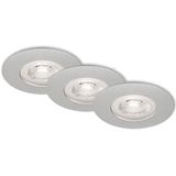 BRILONER Leuchten - LED inbouwlampen, set van 3, plafondlampen dimbaar, elk 5 watt, elk 460 lumen, 3.000 Kelvin, IP44, mat chroom, 90x25mm (DxH), 7047-034