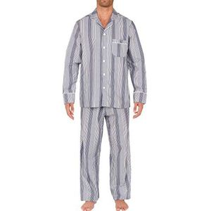 HOM Heren Long Woven Sleepwear 'Mazargues' - navy/white stripes - L