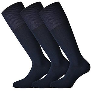 Fontana Calze - 3 paar lange sokken van warm katoen, elastisch, comfortabel en versterkt, Blauw, 45-47 EU