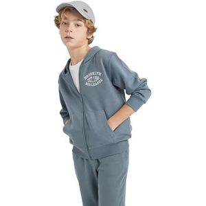 DeFacto Sweatshirt met capuchon voor jongens, grijs, 5-6 Jaar