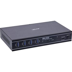 InLine KVM Switch 2-voudige HDMI 2.1, 8K @60Hz, USB 3.2, HDR10+, Dolby Atmos, IR & Hotkey controle, RS-232, HDMI schakelaar voor 2 pc's, 57885C