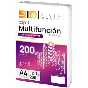 SIDI A4-Papier 200g - Multifunctioneel Kopieerpapier voor School, Werk of Privégebruik, Extra Wit (100 Vellen)