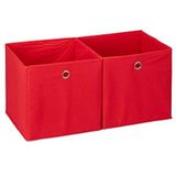 Relaxdays Opbergbox - set van 2 - Stof - Opvouwbaar - Speelgoed - Opbergmand - Opbergen - Rood