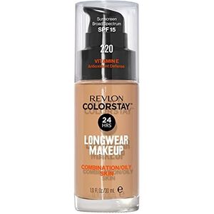 Revlon ColorStay vloeibare foundation voor de gecombineerde tot vette huid, SPF 15, Gemiddelde tot volledige dekking, Langhoudend, Matte finish, Natural Beige (220), 30 ml