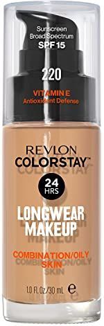Revlon ColorStay vloeibare foundation voor de gecombineerde tot vette huid, SPF 15, Gemiddelde tot volledige dekking, Langhoudend, Matte finish, Natural Beige (220), 30 ml