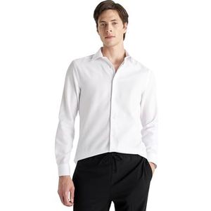 DeFacto Vrijetijdshemden en klederdrachthemden, klassiek herenoverhemd, Wit, L