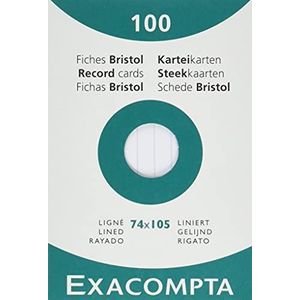 Exacompta 13800B Verpakking (met 100 indexkaarten, gelinieerd, DIN A7, 7,4 x 10,5 cm, ideaal voor school), 1 stuk, wit