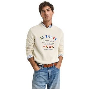 GANT NAUTICALE VLAGS C-NEK, crème, L