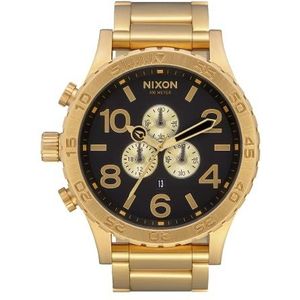 Nixon Herenhorloge chronograaf kwarts met roestvrijstalen armband, goud/zwart., armband