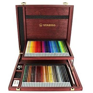 Pastelkrijt kleurpotlood - STABILO CarbOthello - houten koffer - 60 stuks - met 60 verschillende kleuren