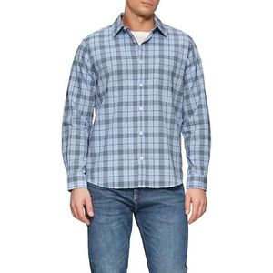 s.Oliver - Regular Fit - Geruit Overhemd - Hemelsblauw - Katoen