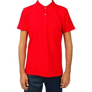 Bonamaison Heren T Piqué met polokraag in comfort fit polo shirt, rood, standaard