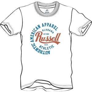 RUSSELL ATHLETIC Authentiek S/S T-shirt met ronde hals voor heren, Wit, L