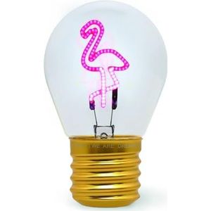 Legami - Tafellamp in gloeilampvorm, oplaadbaar met USB-kabel, draadloos, Bulb Fiction, Flamingo, 6,8 x 10,3 cm