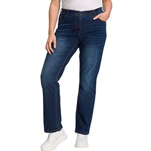 Ulla Popken Straight-Jeans voor dames, blauw denim, W32 / L34, Denim Blauw, 32W / 34L