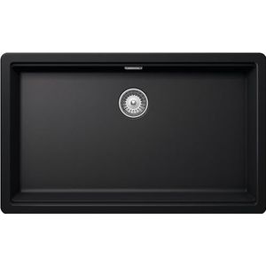 SCHOCK | Keukenspoelbak Galaxy 1 met haken onder de gootsteen inbegrepen, materiaal ® Cristadur, puur zwart, 730 x 430 mm