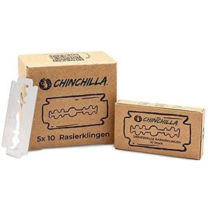 Chinchilla® Razor Blades voor scheermesjes, 50 universele messen van staal (roestvrij), voor alle gangbare scheermesjes voor dames en heren, reservemesjes en verwisselbare messen