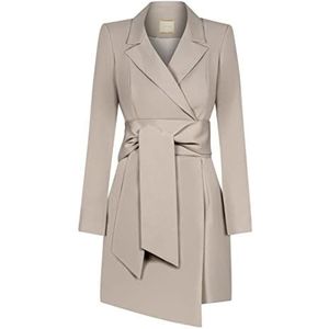 Swing Fashion Mini-jurk voor dames, elegante jurk, feestelijke jurk, avondjurk, bruiloftsjurk, korte jurk, kostuumjurk, sexy, V-hals, lange mouwen, beige, 38 (M), beige, M