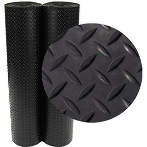 Rubber-Cal ""Diamond-Plate"" Rubberen vloerrollen - 3 mm x 1,2 m x 0,3 m Rolls - Zwart