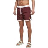 Urban Classics Heren zwembroek retro zwemshorts White/Cherry S, Wit/Cherry, S