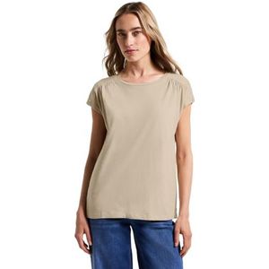 Shirttops - Coastal Beige - Met Ruches - Regular Fit - Korte Mouwen