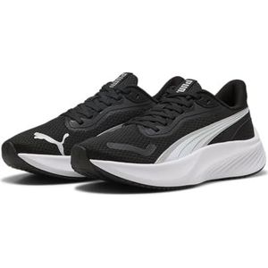 PUMA Pounce LITE JR Sneaker, zwart wit zilver, 3 UK, Puma Zwart Puma Wit Puma Zilver, 35.5 EU