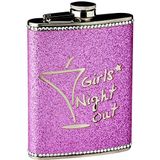 Premier Housewares 0508075 heupfles van roestvrij staal Pink Girls Night Out, 8 ounce, H14 x B10 x D3 cm