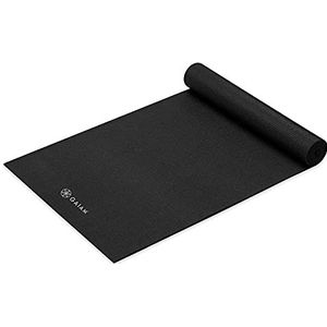 Gaiam Yogamat Premium Effen Kleur Antislip Oefening & Fitness Mat voor alle soorten yoga, Pilates & Floor Workouts, Zwart, 5 mm, 68 ""L x 24 ""W x 5 mm