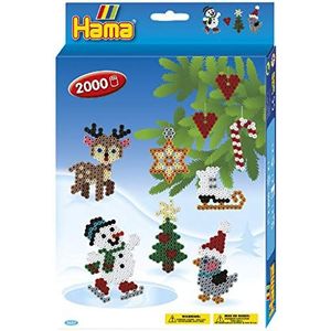 Hama Perlen 3437 Kerstcadeauset met ca. 2.000 kleurrijke Midi strijkkralen met een diameter van 5 mm, pegboard, inclusief strijkpapier, creatief knutselplezier voor jong en oud