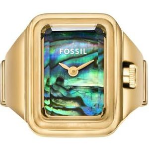 FOSSIL Raquel horloge ring voor dames, Quartz uurwerk met twee handen en roestvrij stalen band