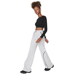 Trendyol Dames joggingbroek met brede pijpen, grijs, M, Grijs, M