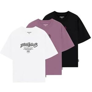 JACK & JONES - Shirt - Lila/Zwart/Wit - 3 Pack - Kwartmouw
