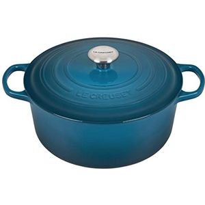 LE CREUSET 21177286422430 Kenmerkende ronde braadpan 28 cm diep groenblauw, gietijzer