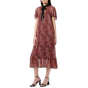 threezy Dames midi-jurk met luipaardprint 19223977-TH01, bruin, M, Midi-jurk met luipaardprint, M