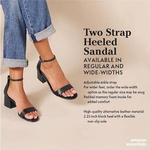 Amazon Essentials Sandalen met twee bandjes voor dames, Helder Papaver Rood, 10 US Wide