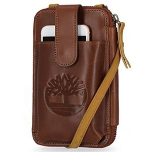Timberland RFID Leather Phone Crossbody Wallet Bag, schoudertas van leer voor dames, Cognac (oudroze), Eén maat
